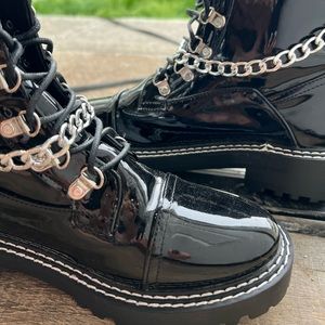 Black faux leather boots